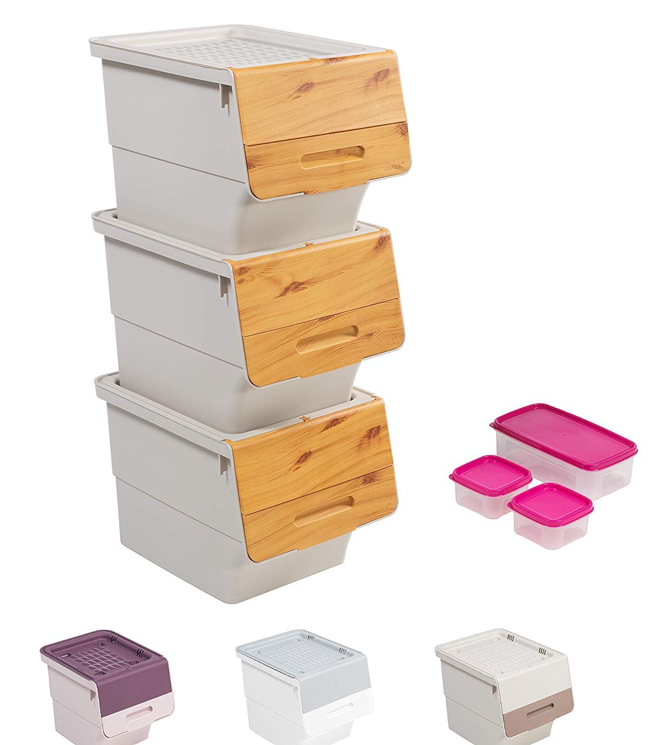 Mabel Home Storage Bins with Lid, Stackable Storage Bins, Set of 3