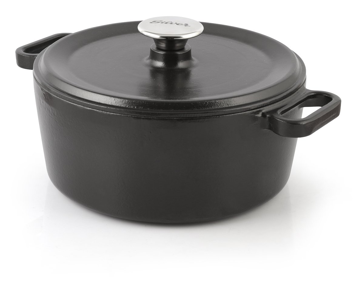 Mabel Home Enameled Cast Iron Dutch Oven, 6.5 Quart+ with 2 Gloves (Black)